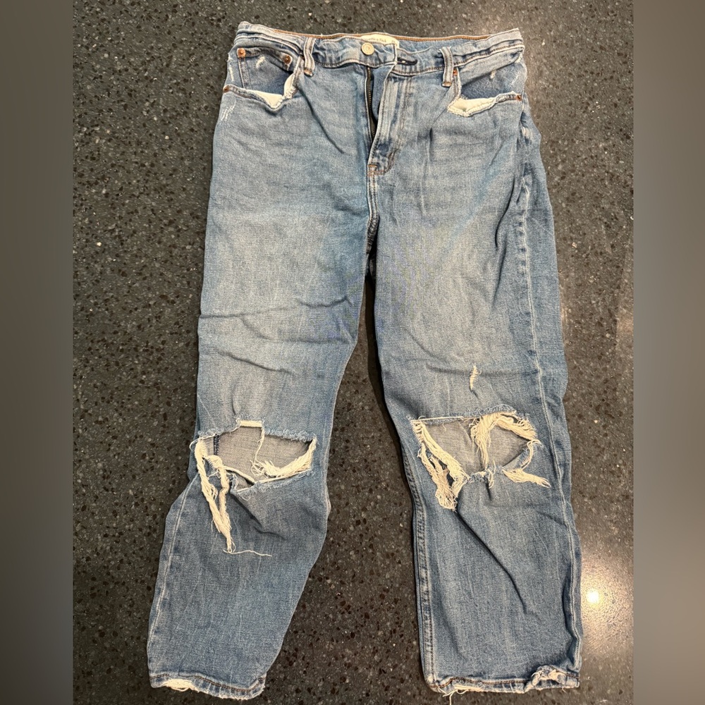 Abercrombie & Fitch Light Blue Ankle Straight Jeans